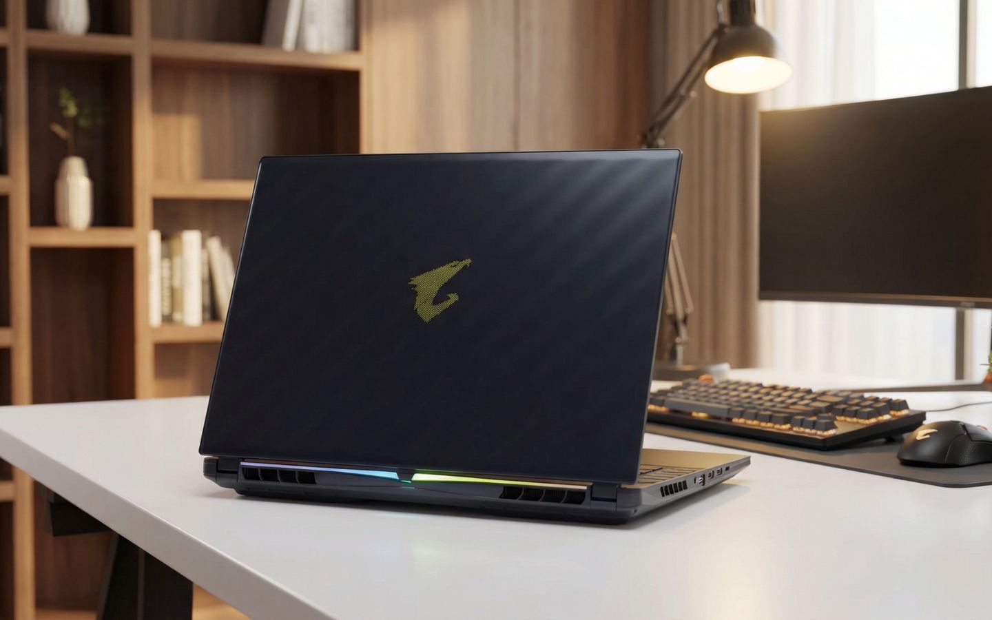 Mặt lưng của laptop Gigabyte Aorus Master 16 BYH-C5VNE64S được làm từ tấm nhựa phẳng