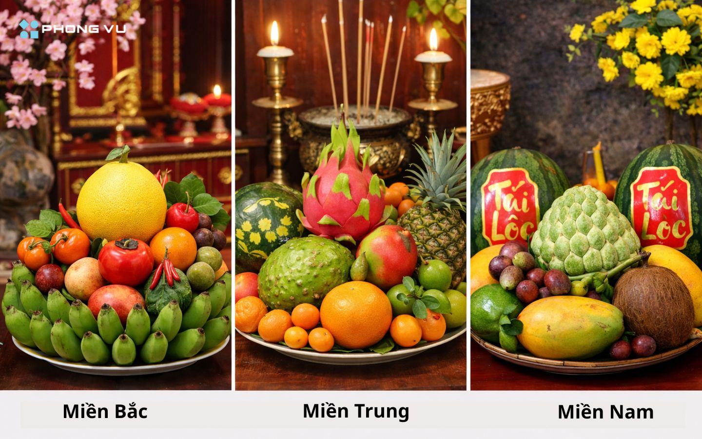 Mâm ngũ quả ngày Tết gồm những gì? Ý nghĩa và cách bày đẹp 2 Mâm ngũ quả ngày Tết 3 miền