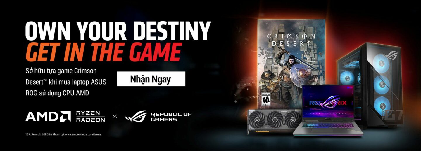 MUA LAPTOP ASUS ROG TRANG BỊ CPU AMD – NHẬN NGAY SIÊU PHẨM CRIMSON DESERT™