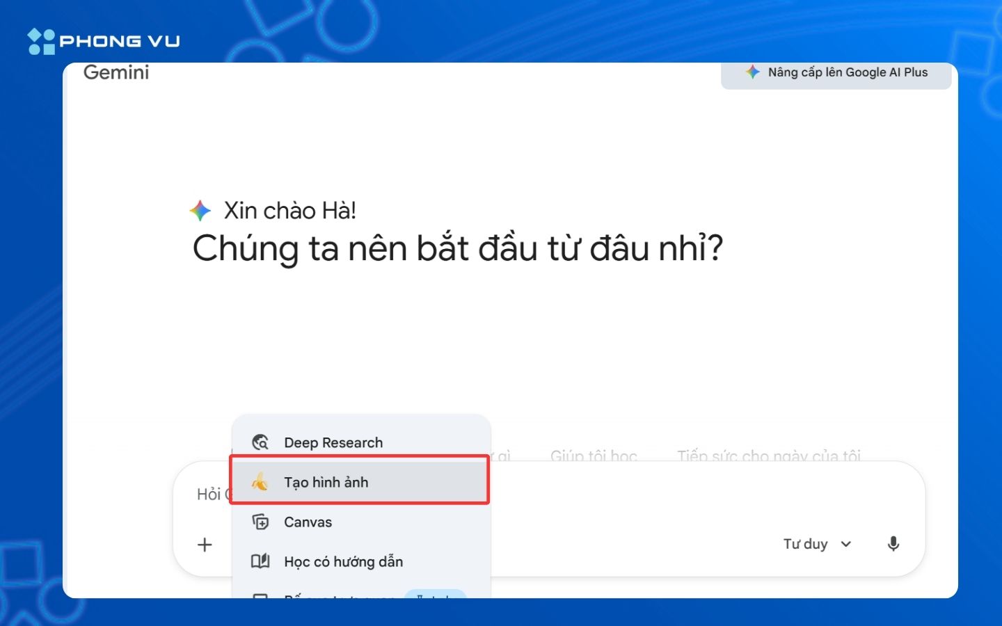 Chọn công cụ tạo ảnh Banana