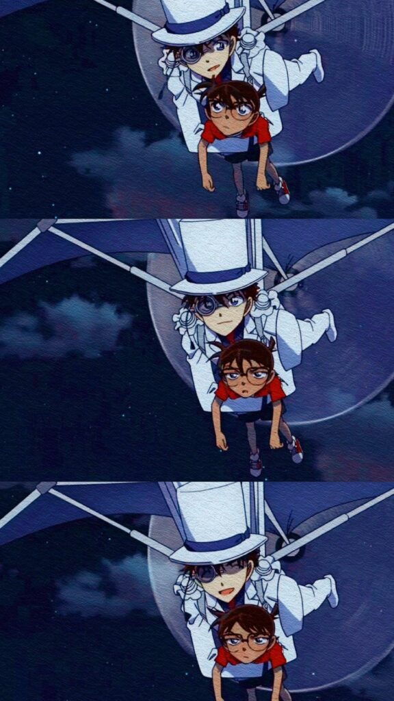 Conan đuổi theo Kaito Kid dưới ánh trăng