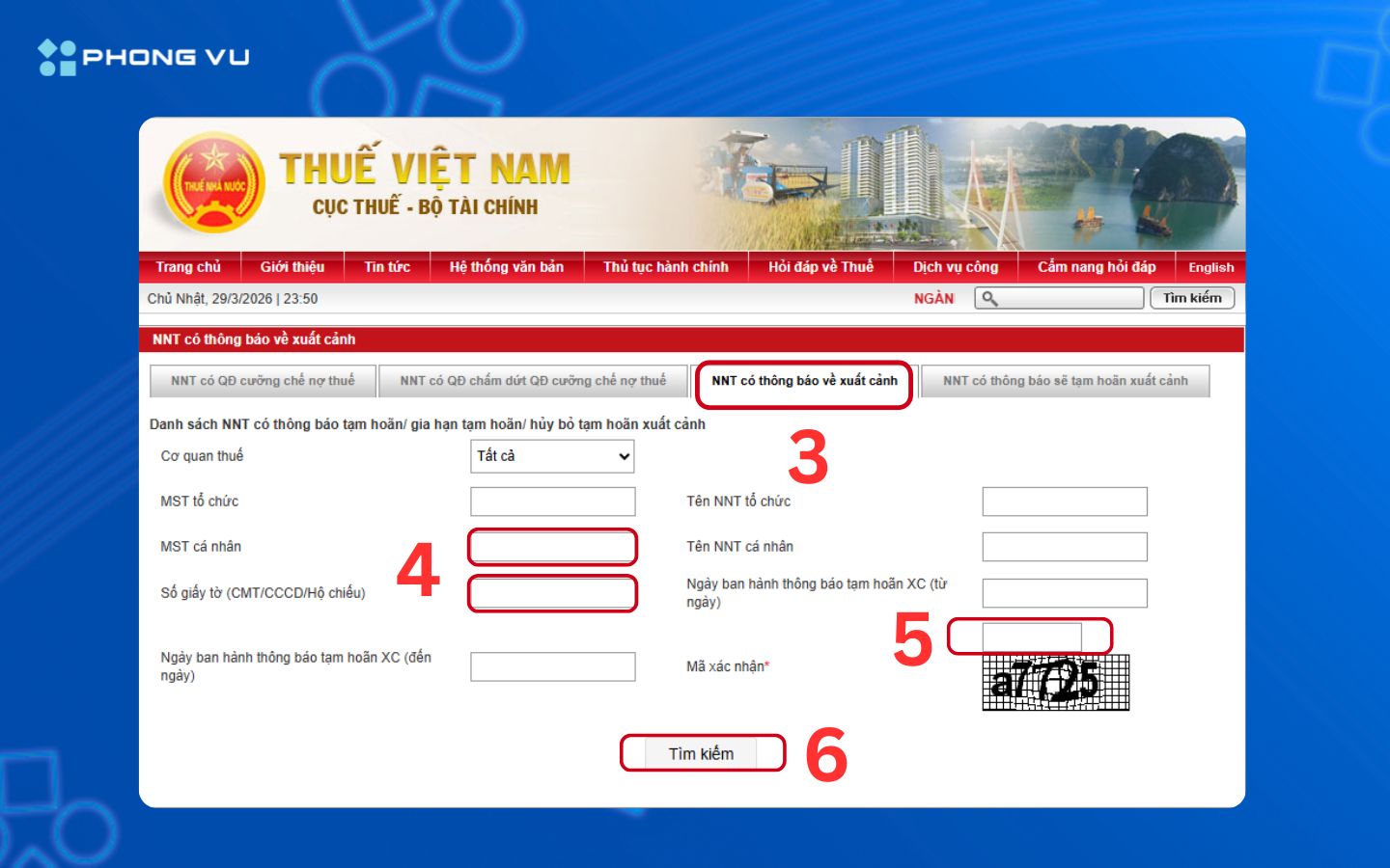 Hướng dẫn tra cứu nợ thuế TNCN 2026 chi tiết nhanh chóng 10 Khai báo thông tin cá nhân và chọn Tìm kiếm