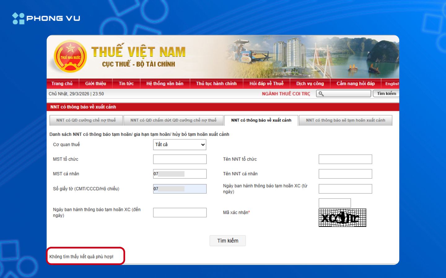 Hướng dẫn tra cứu nợ thuế TNCN 2026 chi tiết nhanh chóng 12 Kết quả tìm kiếm của công dân không bị cưỡng chế nợ thuế