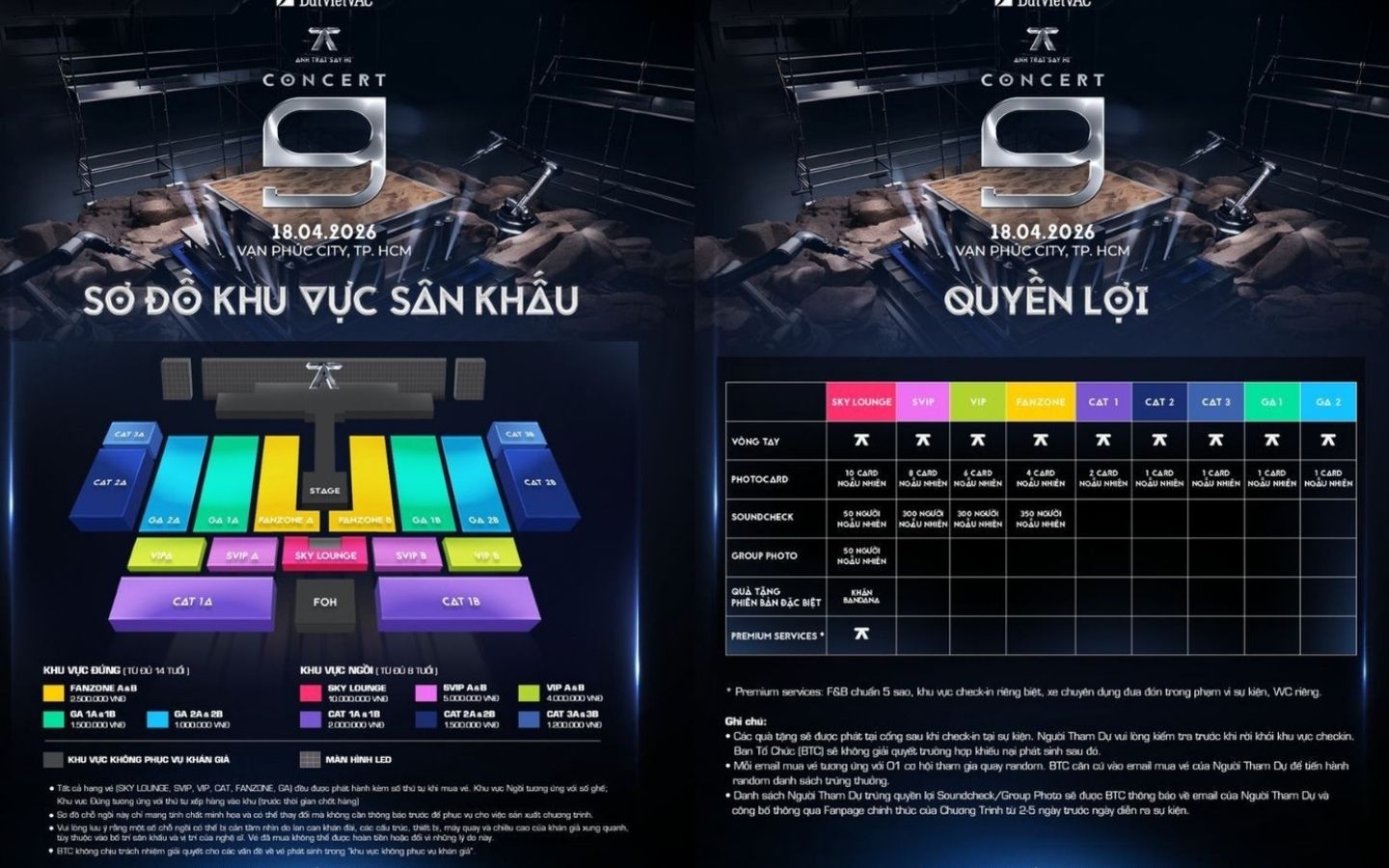 Các loại vé được mở bán và quyền lợi dành cho khán giả khi sở hữu vé concert Anh Trai Say Hi D-9 