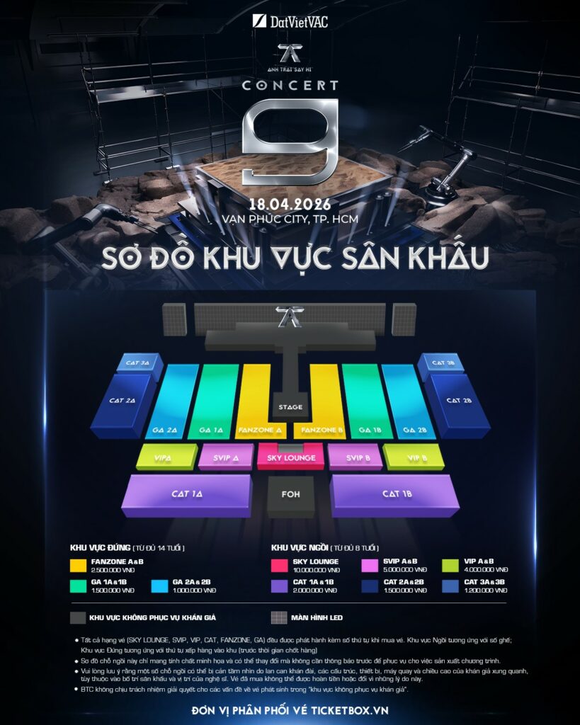 Sơ đồ khu vực sân khấu tại concert