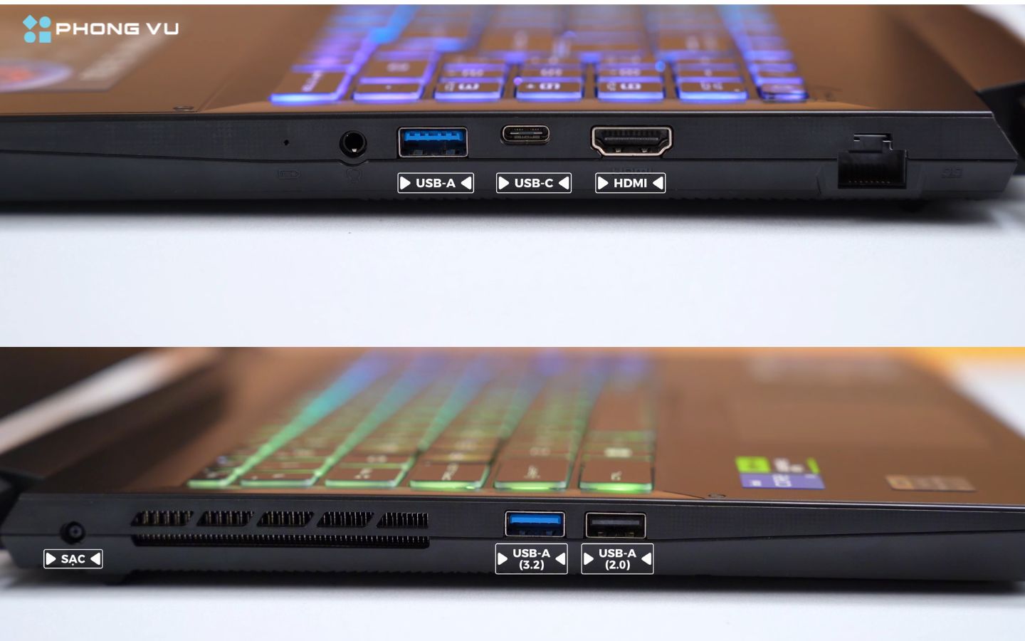 Về cổng kết nối Laptop MSI Katana 15 B13UDXK-2410VN được trang bị khá đầy đủ