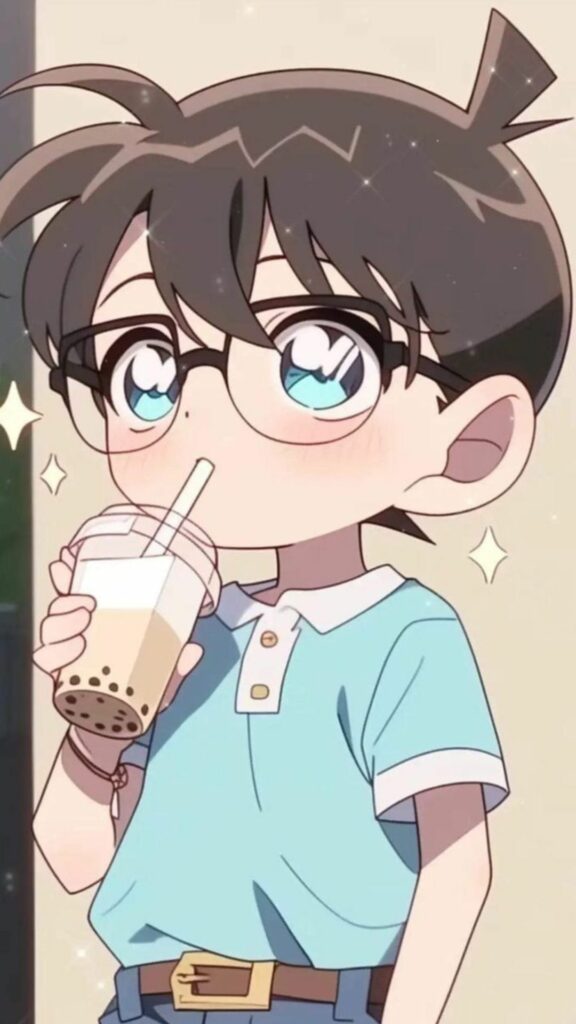 Chibi uống trà sữa trông rất dễ thương