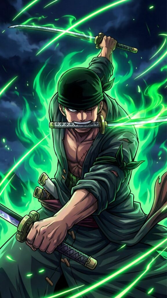 Zoro tung kiếm khí xanh cực ngầu trong đêm tối