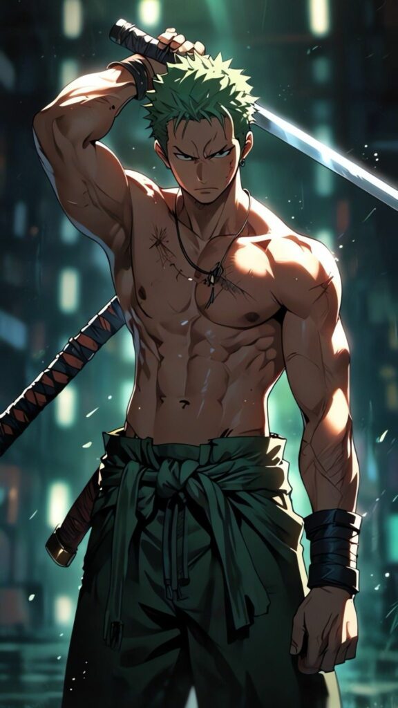 Zoro cởi trần ánh nhìn sắc lạnh đầy khí chất