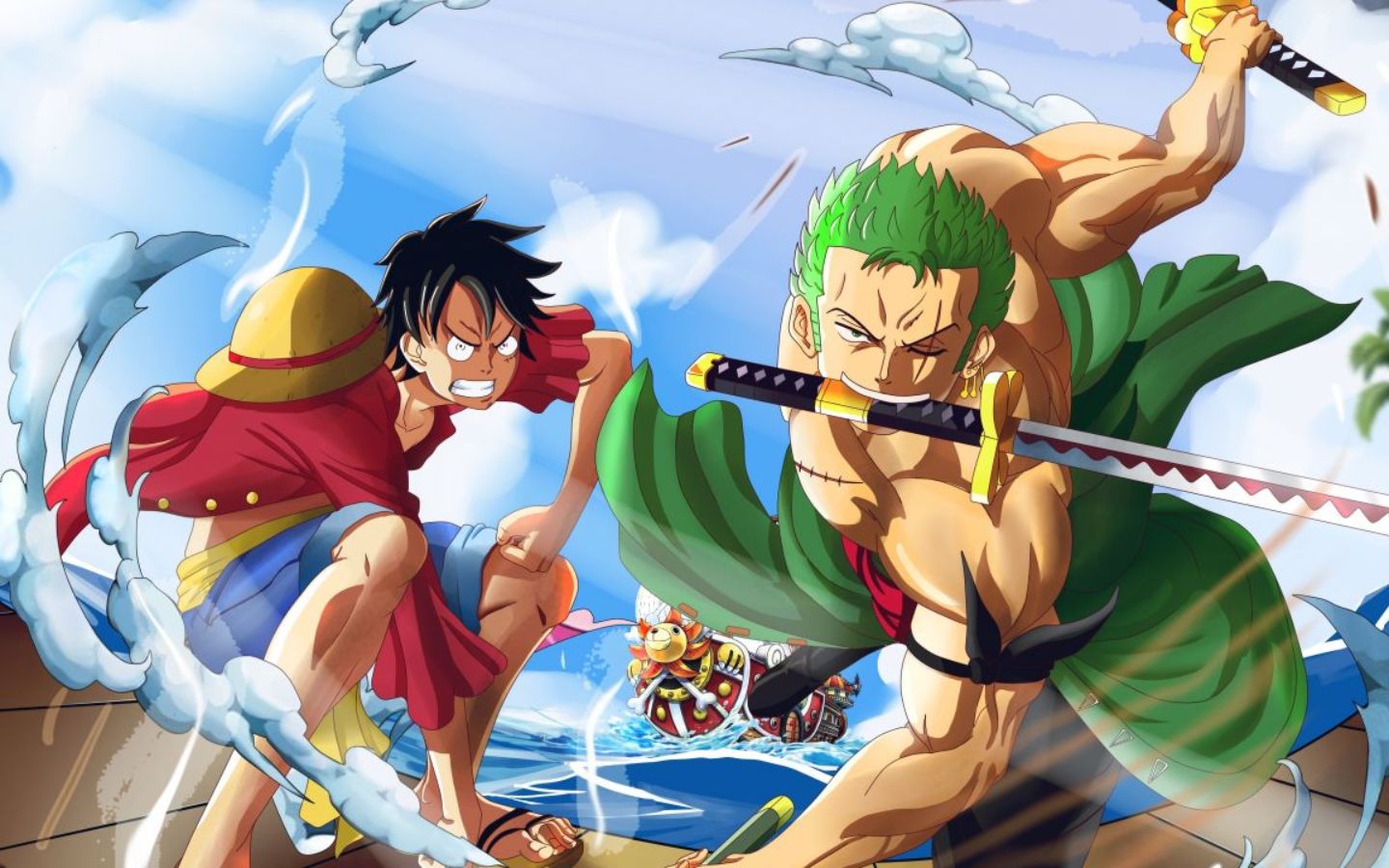 Zoro cùng Luffy chiến đấu đầy khí thế cực kỳ mạnh mẽ