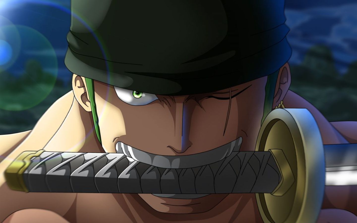 Zoro One Piece cận cảnh ánh mắt sắc lạnh đầy quyết tâm