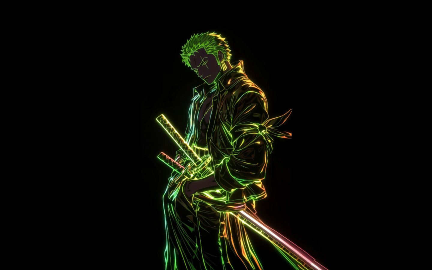 Zoro One Piece hiệu ứng neon nổi bật cực kỳ cuốn hút