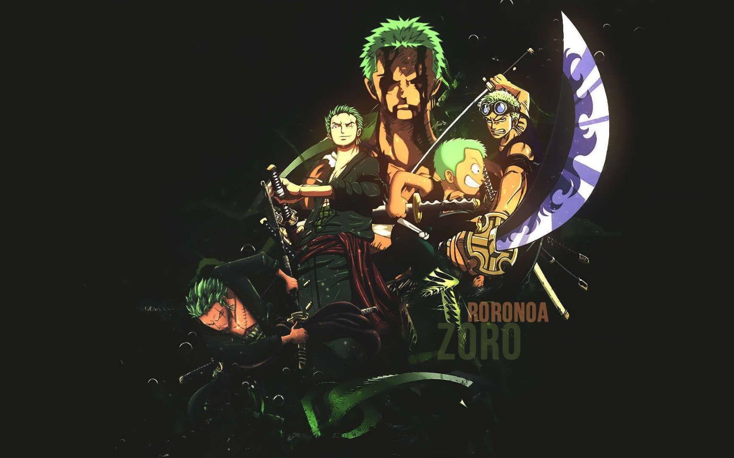 Zoro cùng đồng đội phong cách tối giản nền đen bí ẩn