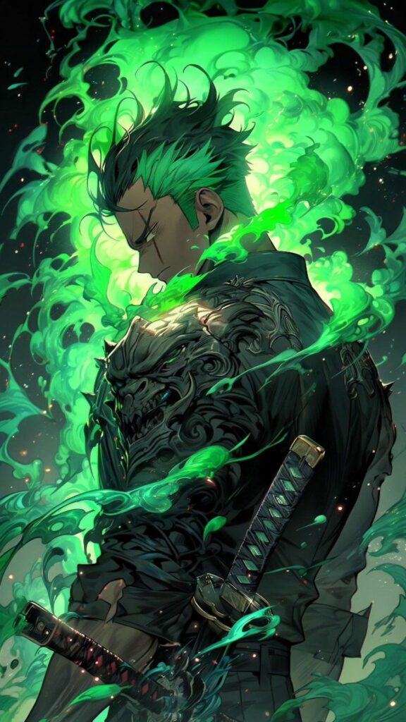 Zoro One Piece aura xanh bí ẩn bao phủ cực kỳ mạnh