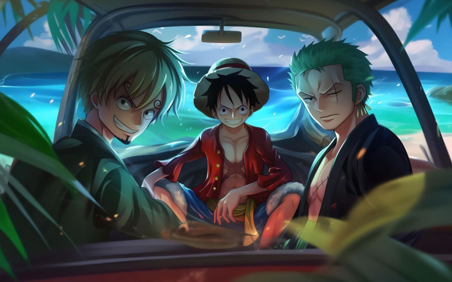 Hình nền Zoro cùng Luffy khung cảnh vui vẻ đầy gắn kết