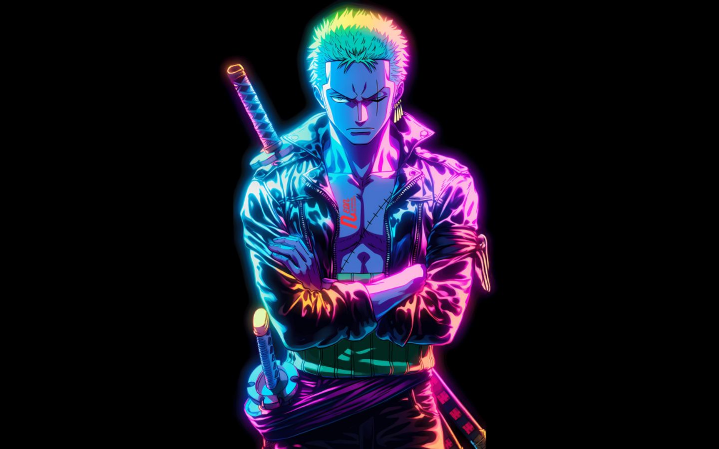 Hình nền Zoro neon rực rỡ phong cách hiện đại nổi bật