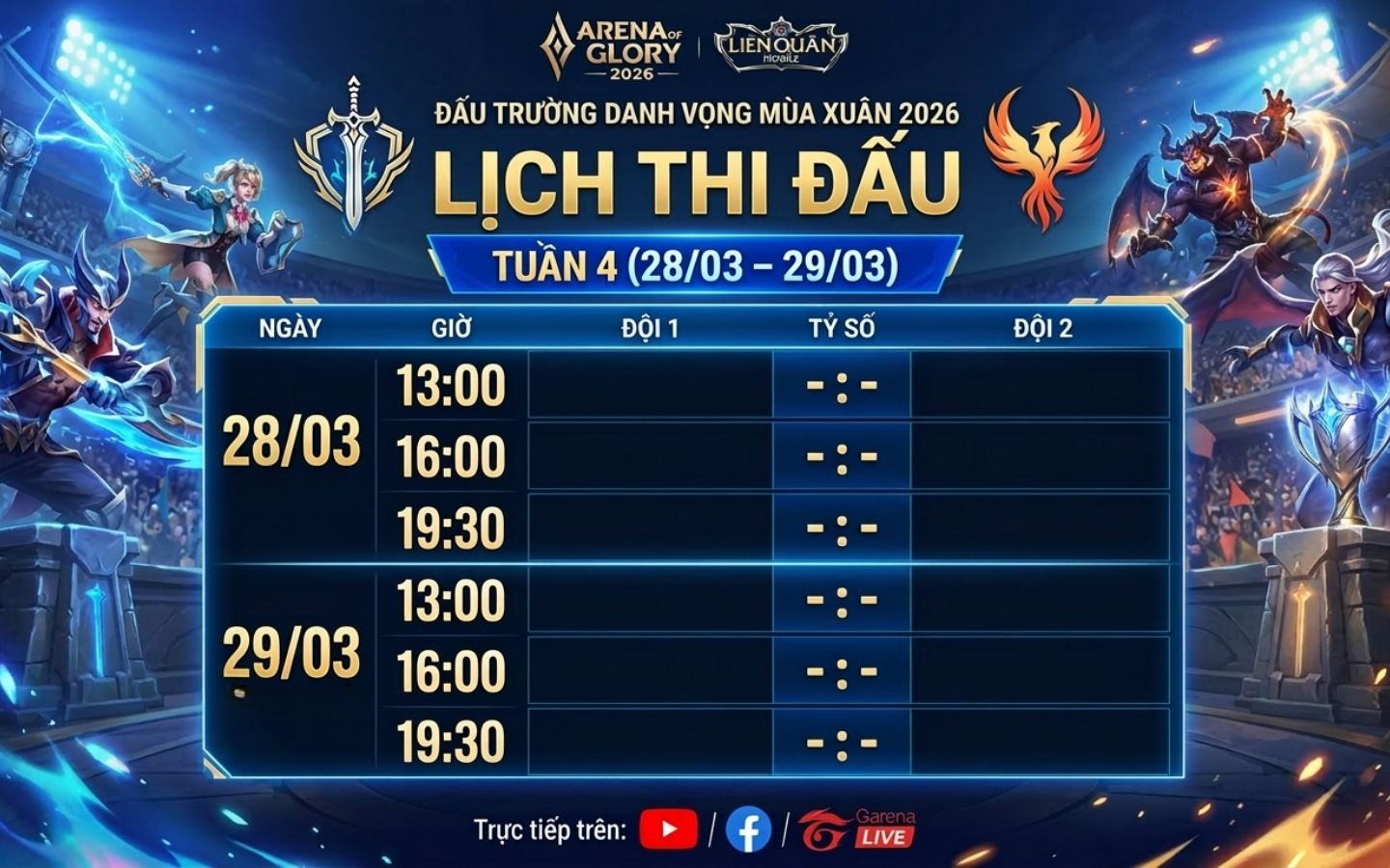 Lịch thi đấu ĐTDV Mùa Xuân 2026 tuần 4