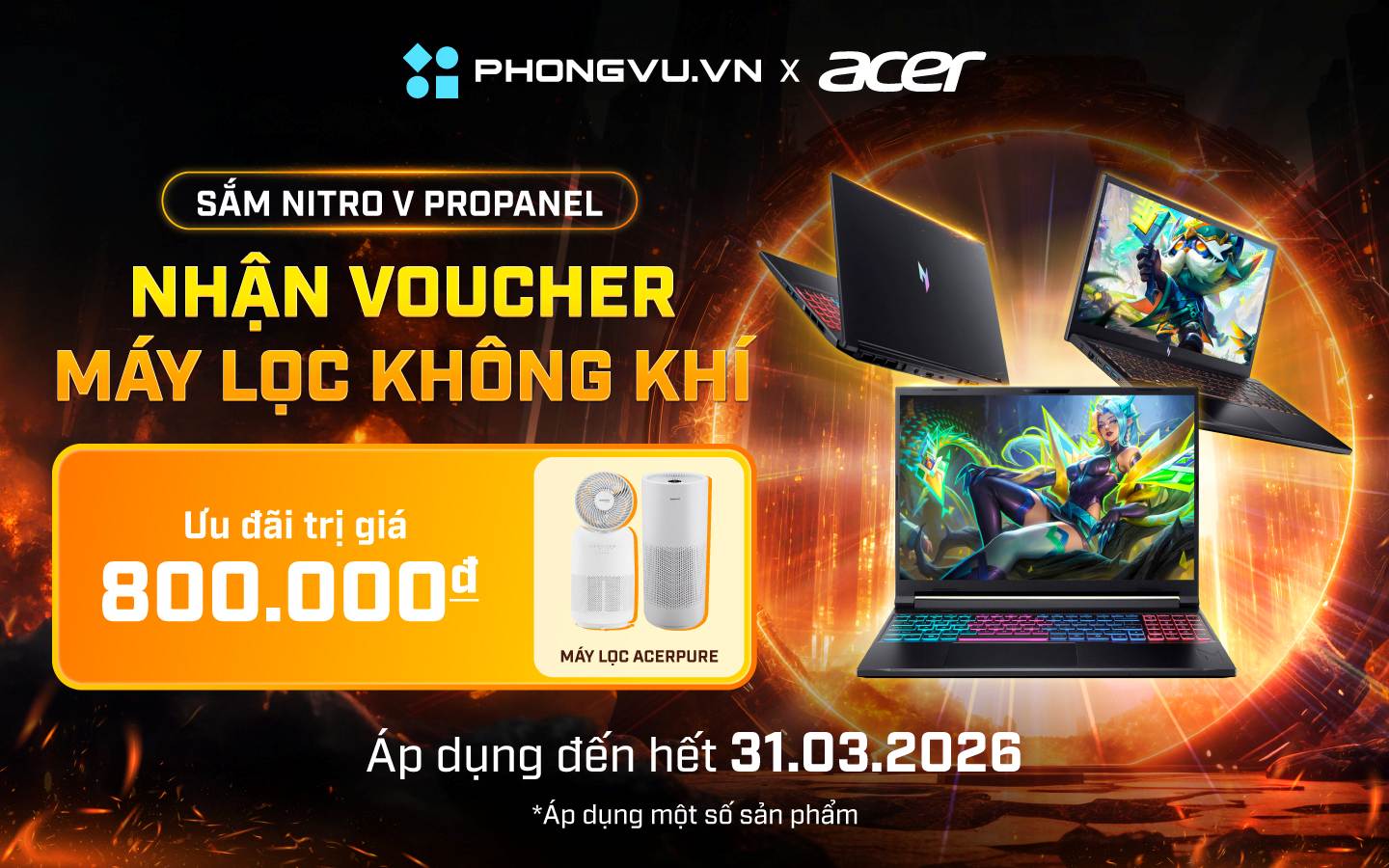 Sắm Laptop Acer Nitro V ProPanel, nhận ưu đãi máy lọc không khí Acerpure 1 Sắm Laptop Acer Nitro V ProPanel, nhận ưu đãi máy lọc không khí Acerpure