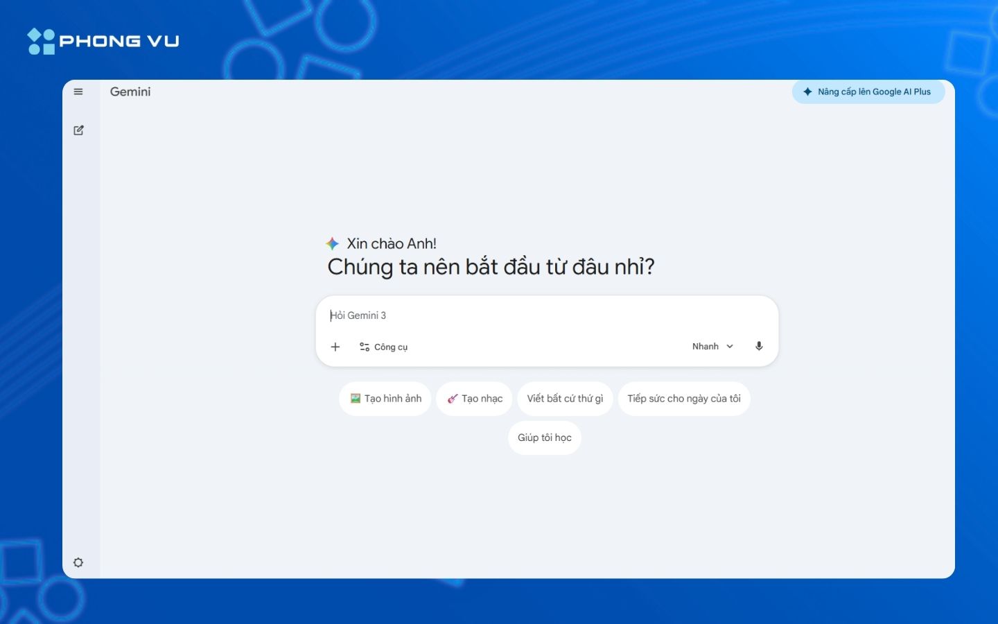 Truy cập Gemini trên trình duyệt máy tính