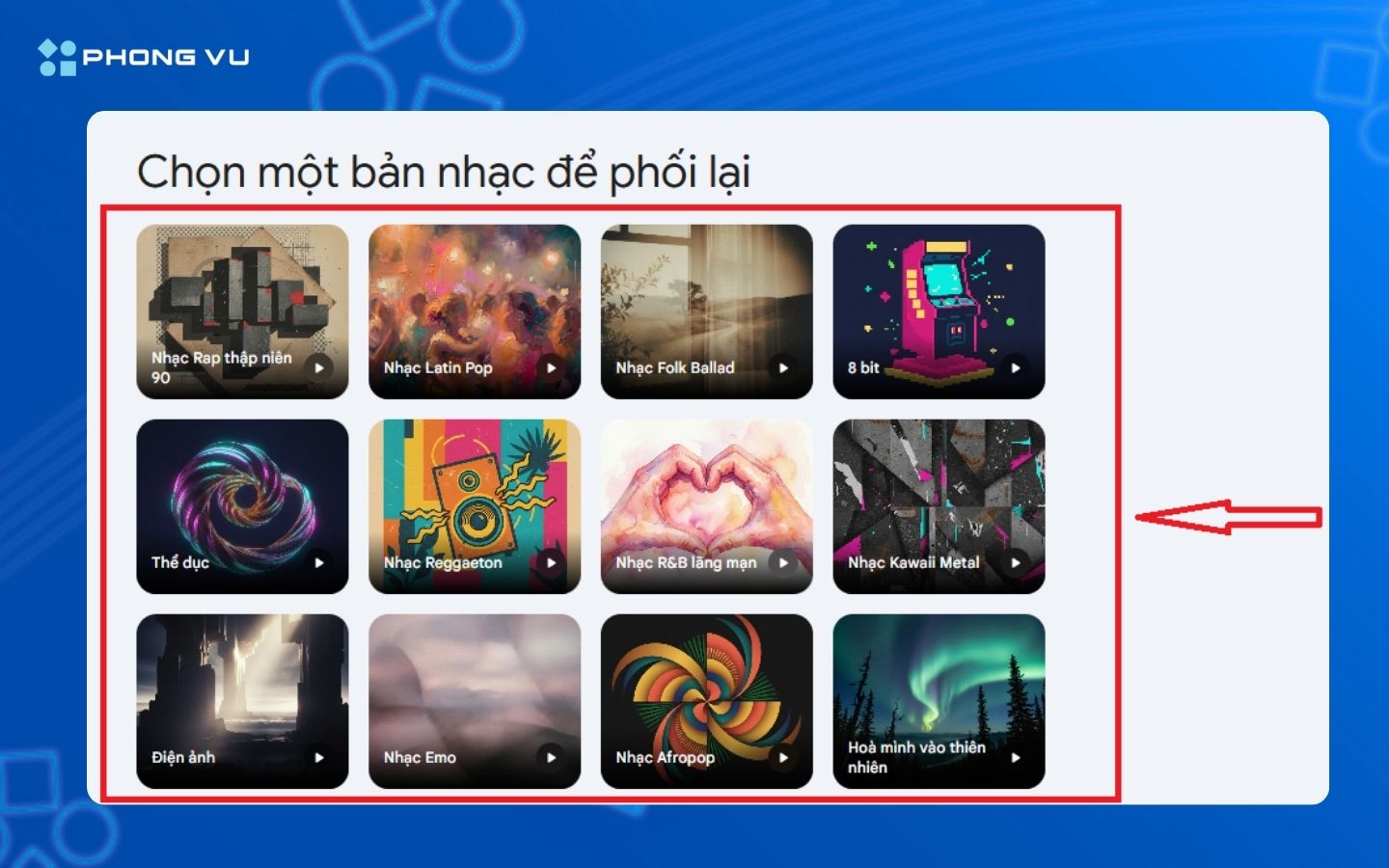 Chọn thể loại nhạc mà bạn yêu thích