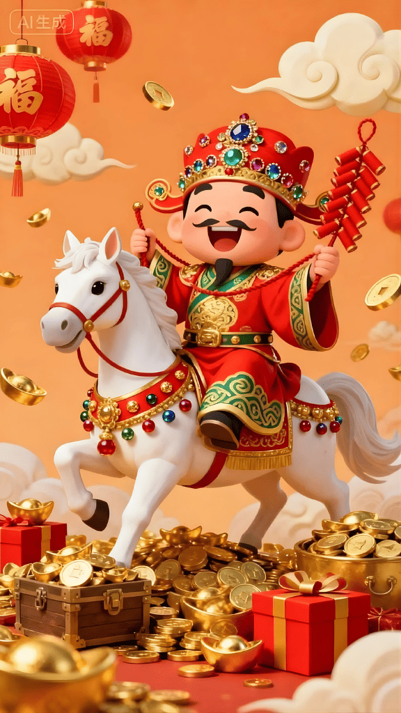 Hình nền Thần Tài cưỡi ngựa