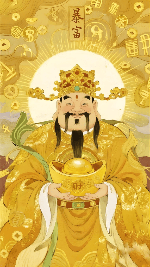 Hình nền ông Thần Tài trên nền vàng