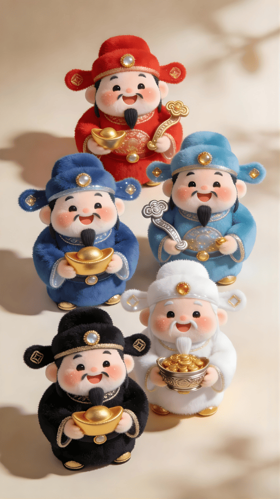 Hình nền 5 ông Thần Tài giúp thu hút tiền tài