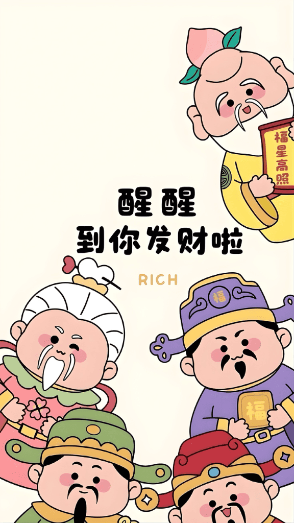 Hình nền Thần Tài hoạt hình chibi dễ thương
