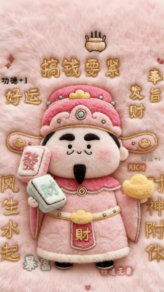 Hình nền chibi Thần Tài màu hồng