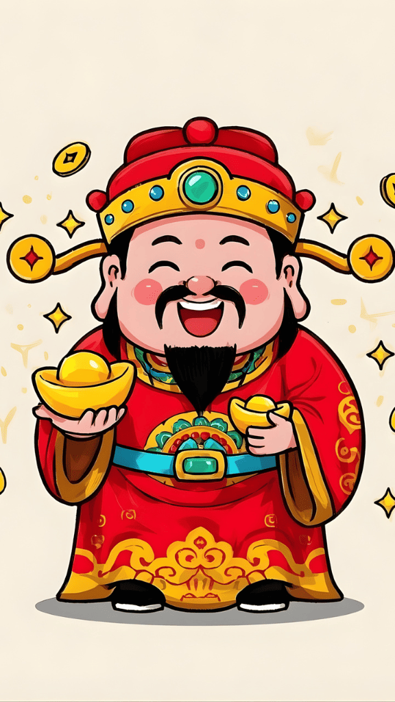 Hình nền chibi ông Thần Tài trên nền trắng