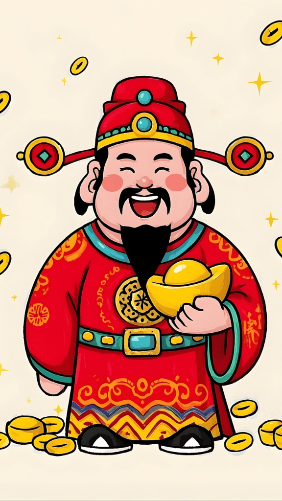 Hình nền chibi ông Thần Tài cho điện thoại