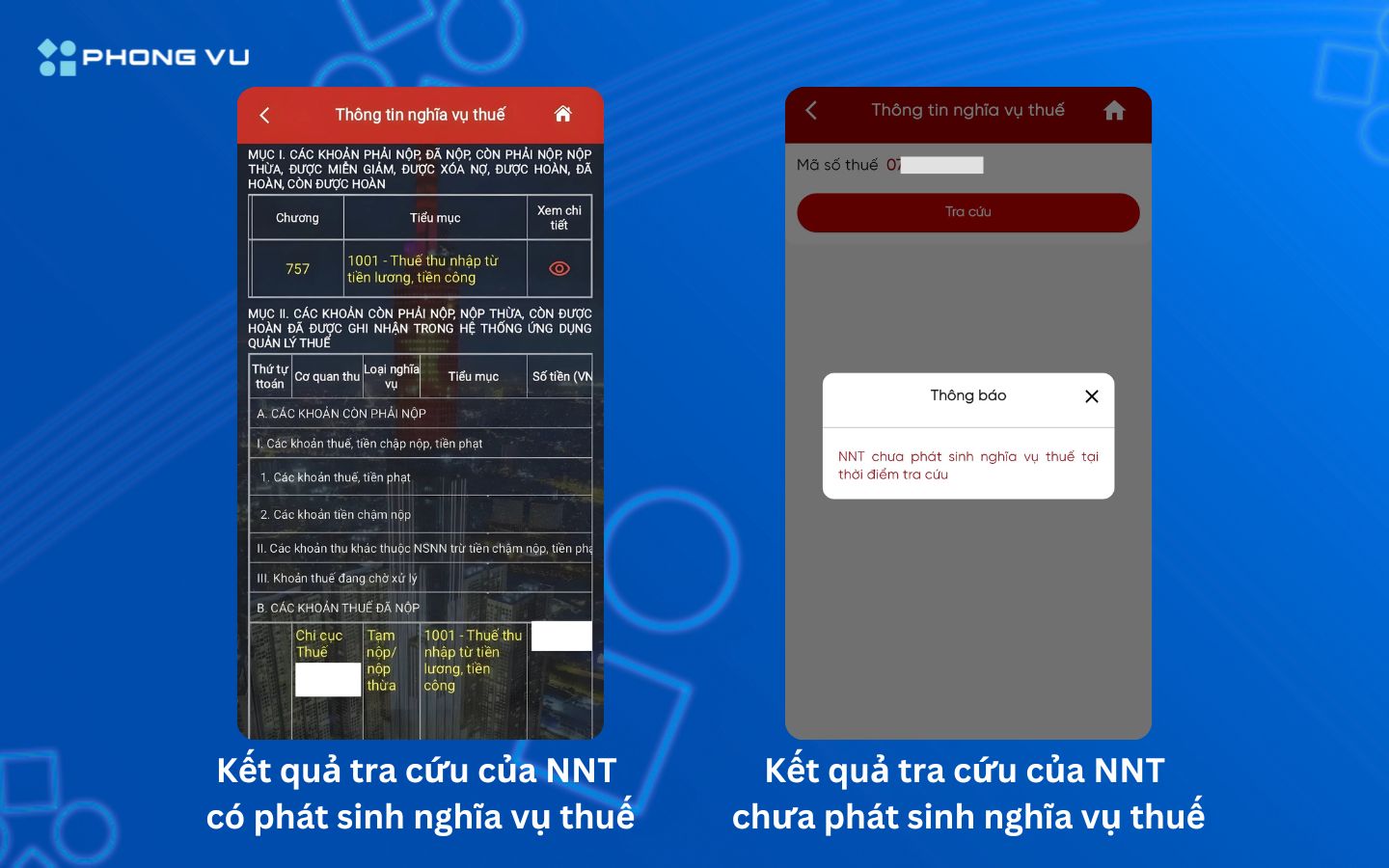 Hướng dẫn tra cứu nợ thuế TNCN 2026 chi tiết nhanh chóng 8 2 trường hợp kết quả tra cứu thông tin nghĩa vụ thuế