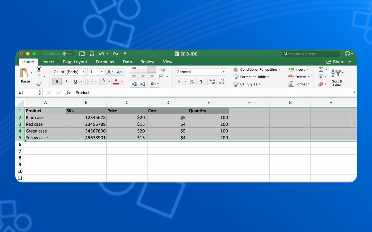 Microsoft Excel trên MacBook