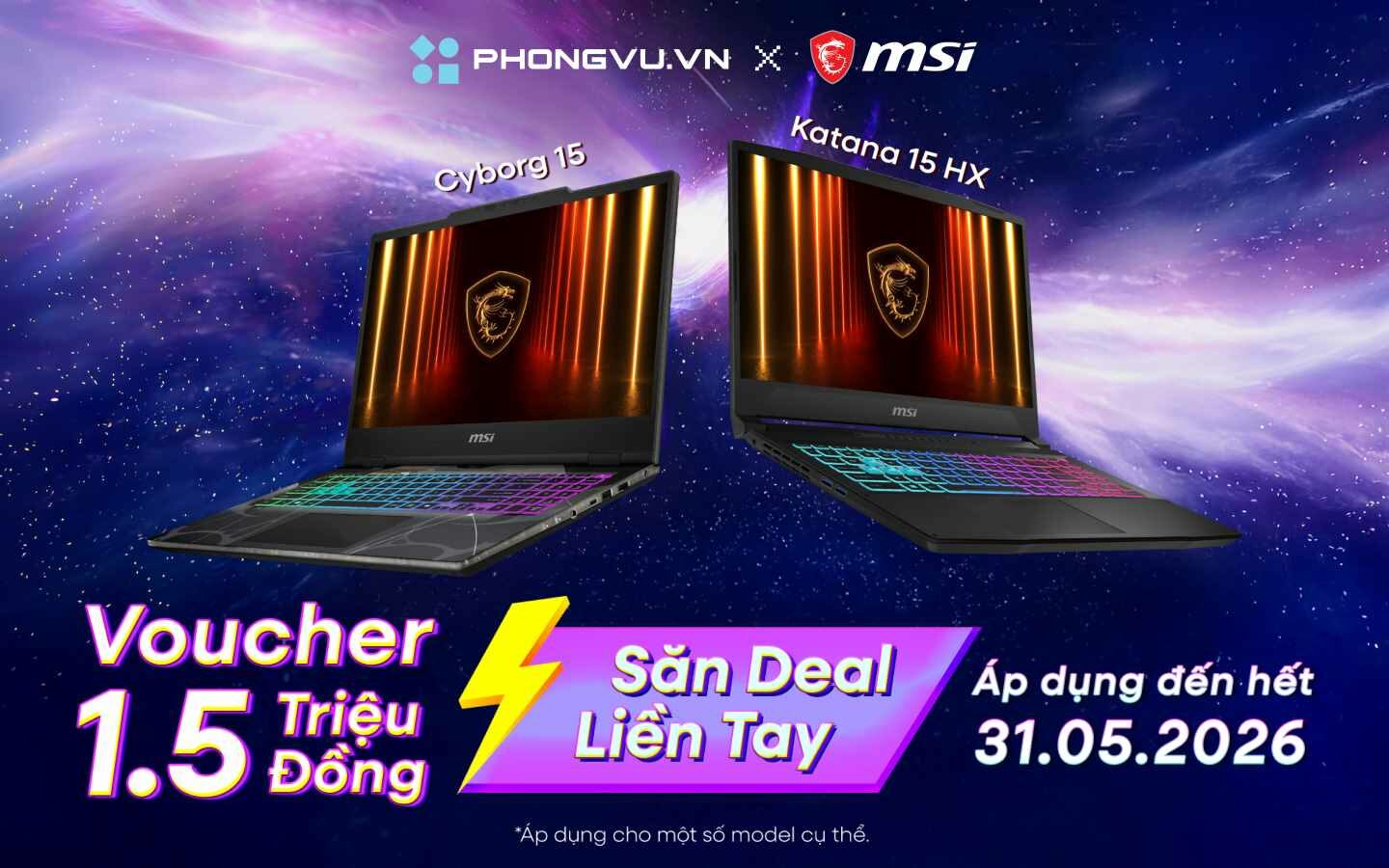 Giảm giá lên đến 1.5 triệu với coupon on top khi mua Laptop MSI
