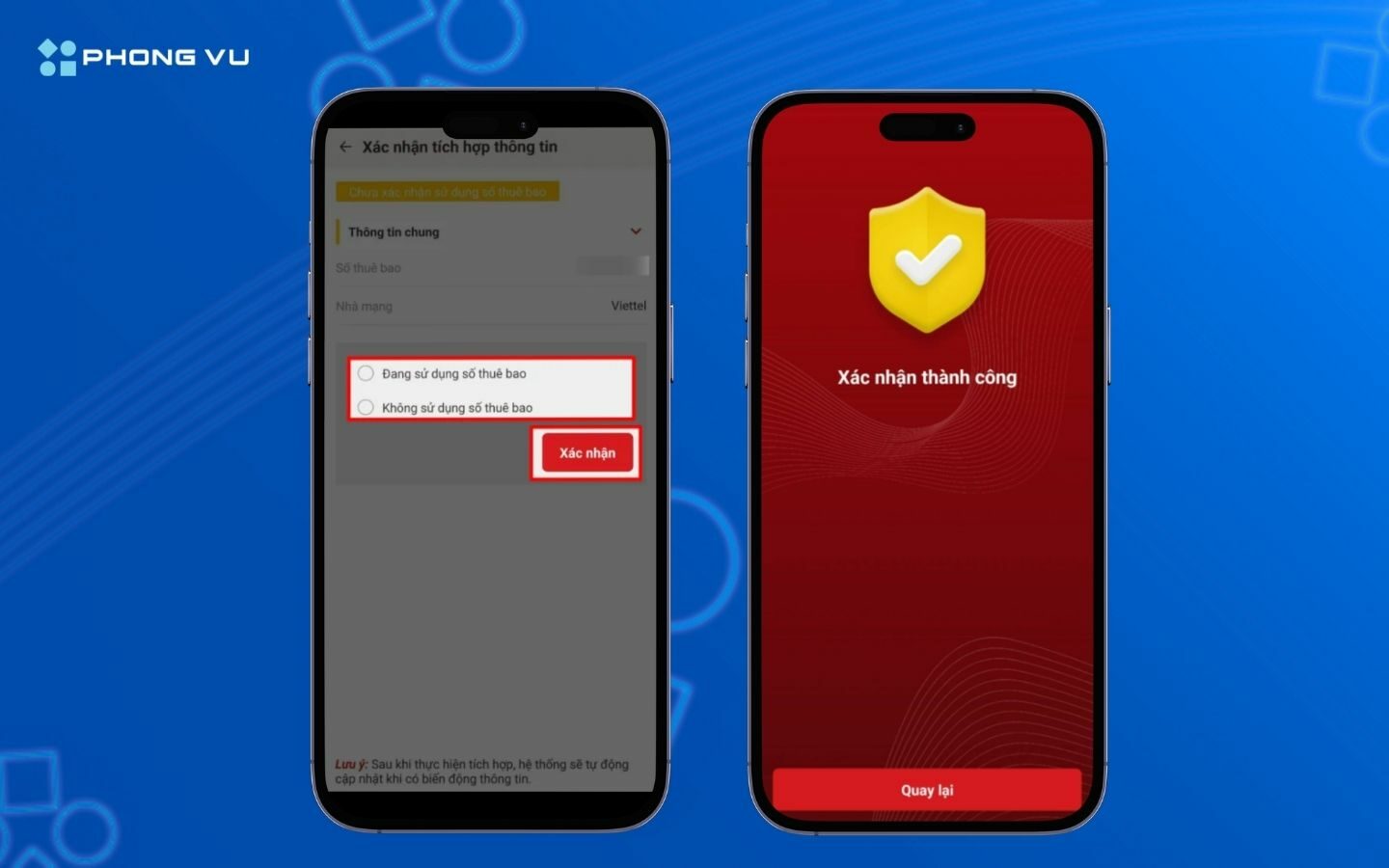 Xác nhận yêu cầu xác thực SIM chính chủ