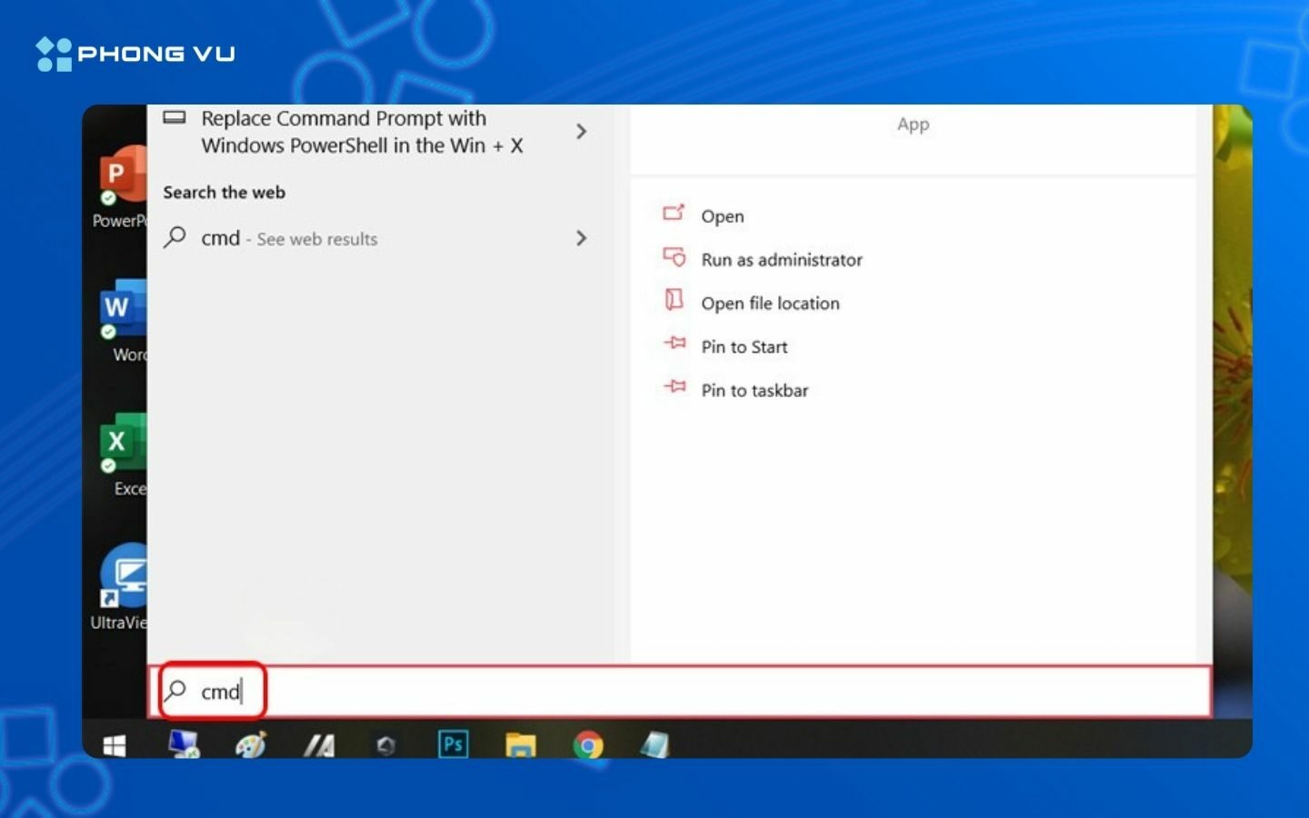 Cách check mainboard đơn giản, nhanh chóng trên Windows 10, 11 4 Nhập Command Prompt vào thanh task bar tìm kiếm