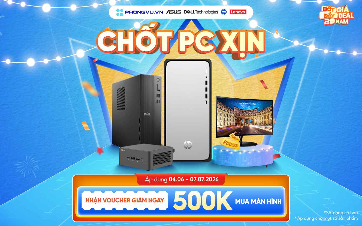 Mua PC hãng nhận coupon giảm 500K khi mua màn hình tại Phong Vũ