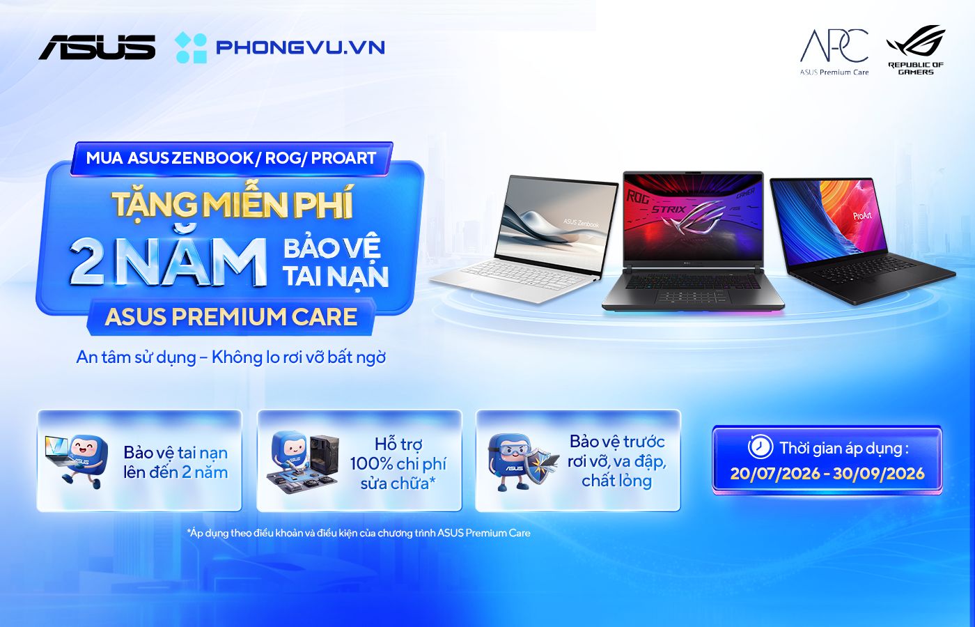 ASUS tặng 2 năm bảo vệ tai nạn khi mua laptop Zenbook, ROG và ProArt tại Phong Vũ 1 ASUS tặng 2 năm bảo vệ tai nạn khi mua laptop Zenbook, ROG và ProArt tại Phong Vũ