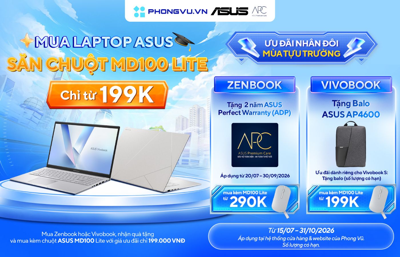 ASUS ưu đãi khi mua Combo Laptop kèm chuột tại Phong Vũ