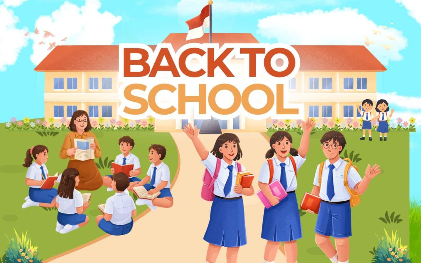 Tổng hợp Back To School Background 2026 Full HD, miễn phí 18 Sân trường nhộn nhịp ngày đầu tiên đi học lại