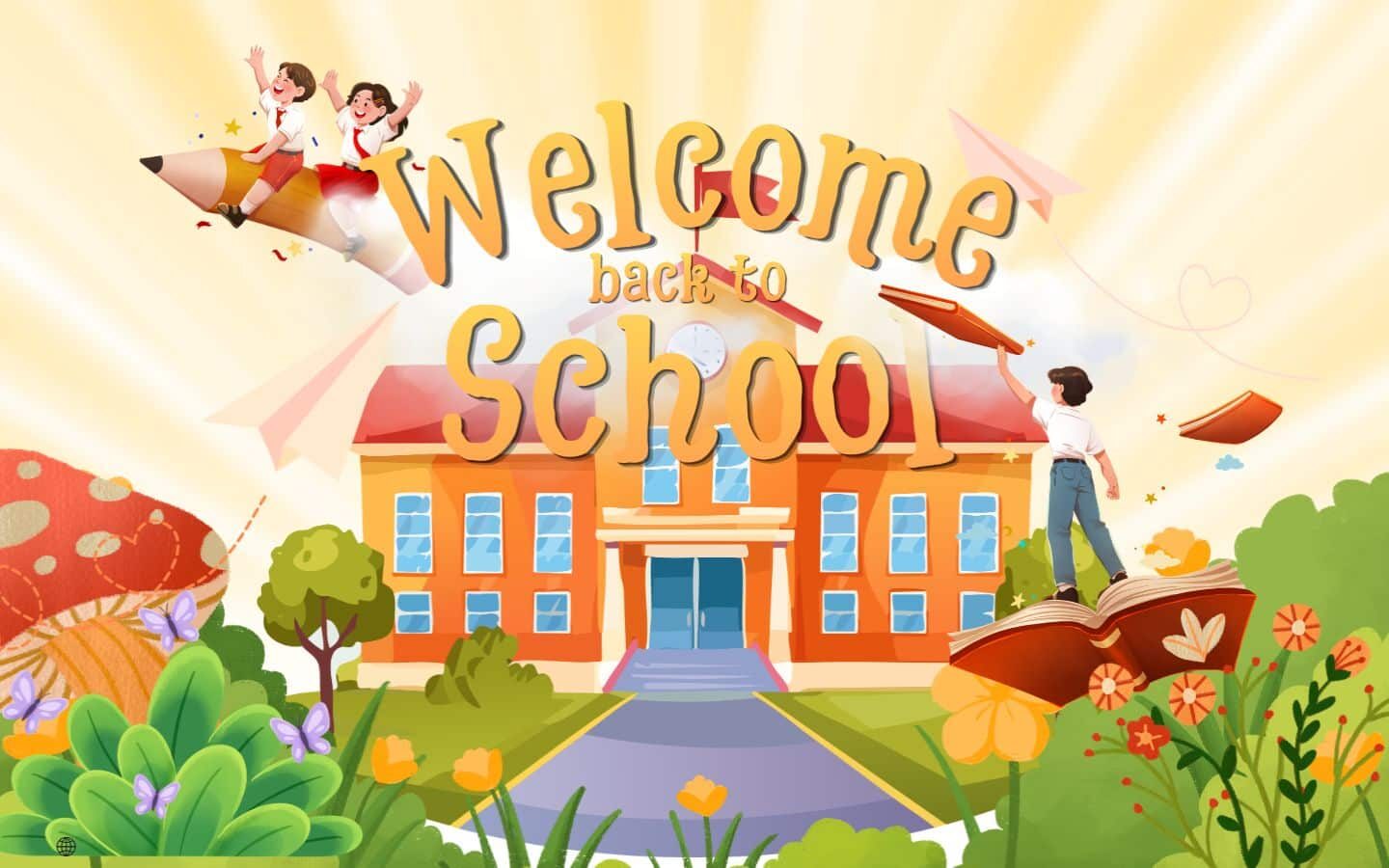 Tổng hợp Back To School Background 2026 Full HD, miễn phí 19 Ngôi trường cổ tích lung linh trong ánh bình minh