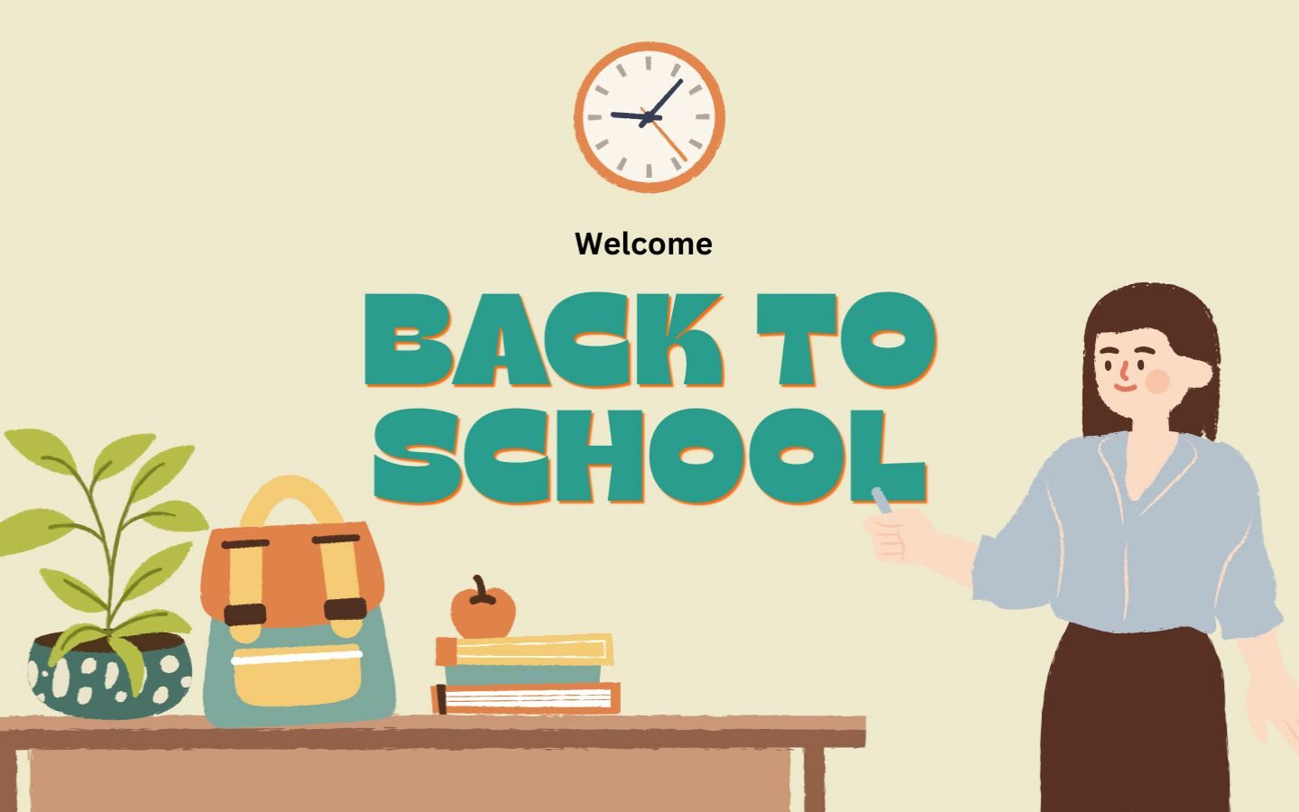 Tổng hợp Back To School Background 2026 Full HD, miễn phí 35 Cô giáo trưởng thành bên chồng sách vở, chuẩn bị bài giảng mới