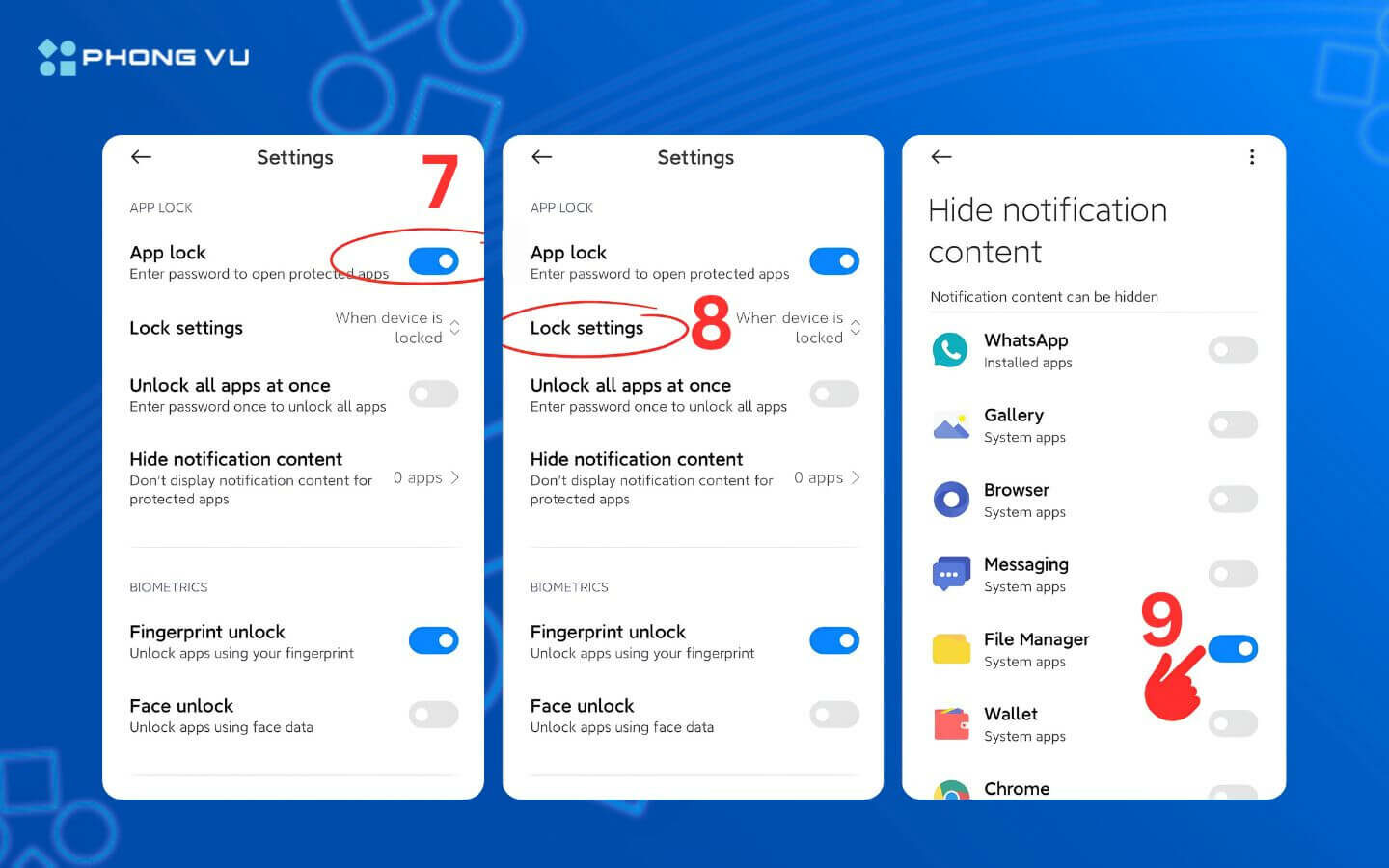 Hướng dẫn cách ẩn ứng dụng trên điện thoại Android, iOS nhanh chóng 8 Gạt nút của các ứng dụng muốn ẩn sang phải