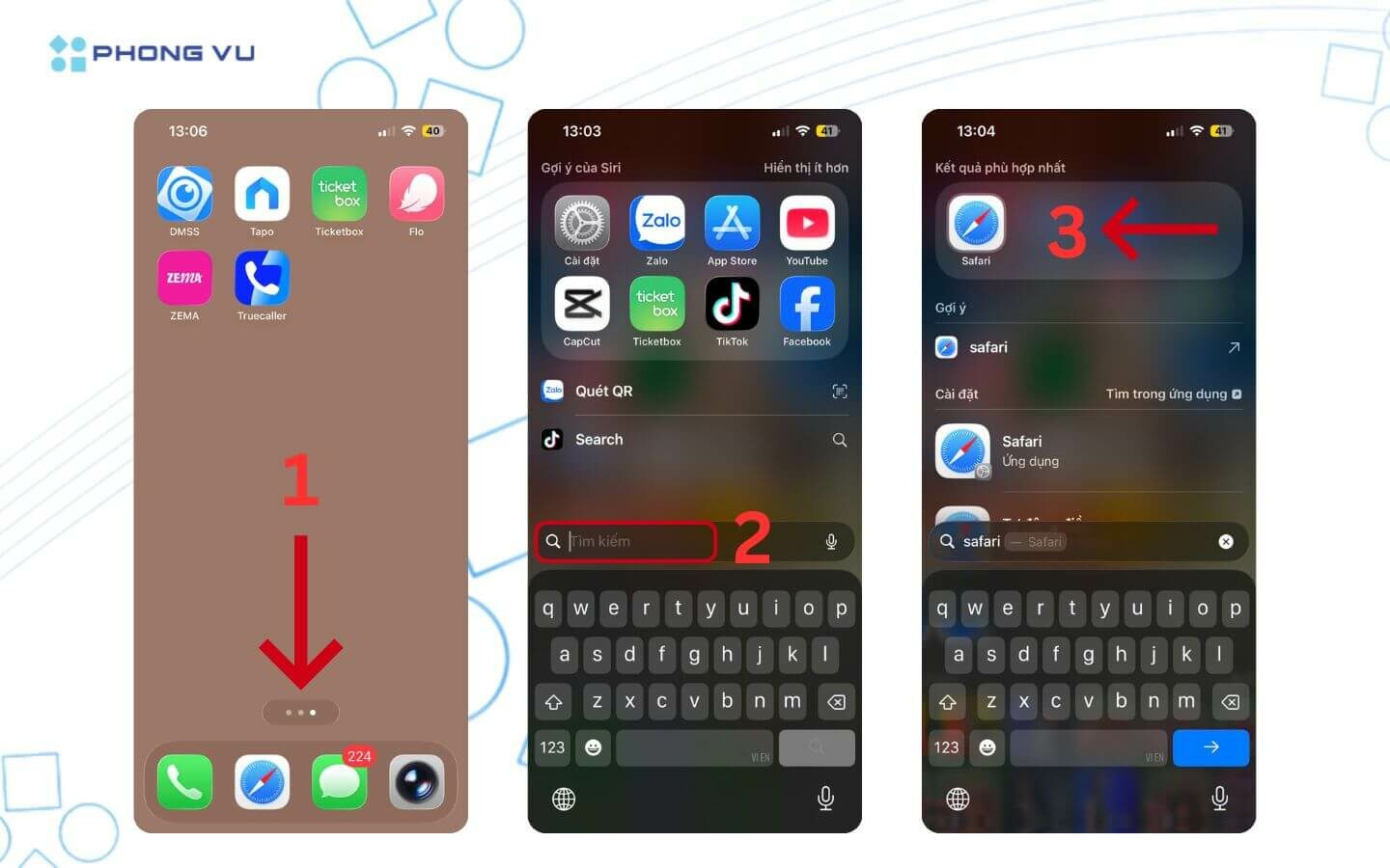 Hướng dẫn cách ẩn ứng dụng trên điện thoại Android, iOS nhanh chóng 16 Vuốt màn hình từ khoảng giữa xuống dưới để mở thanh tìm kiếm, sau đó nhập tên ứng dụng để tìm lại