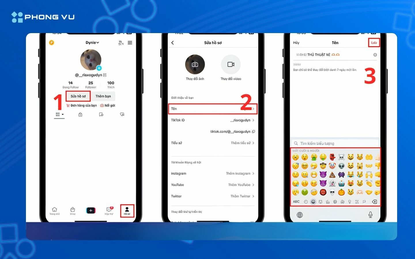 Cách đổi tên TikTok có chứa icon