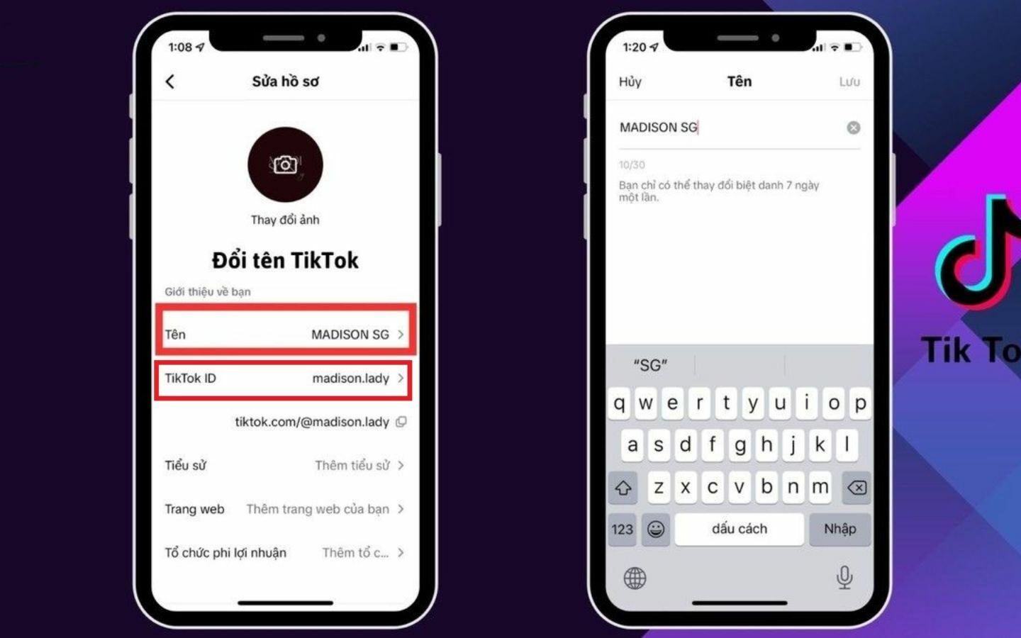 Phân biệt tên và ID TikTok
