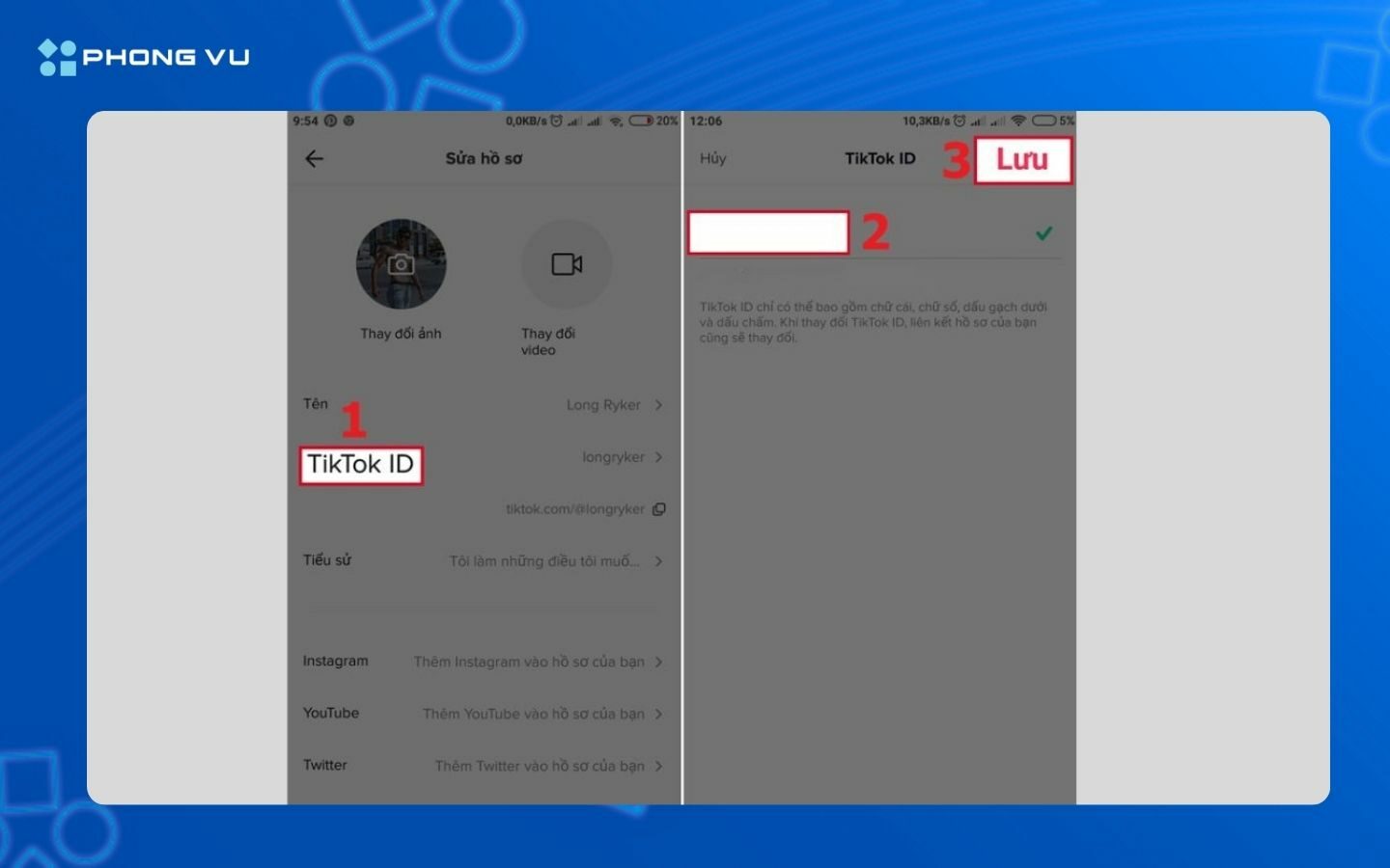 Các bước hướng dẫn đổi ID TikTok
