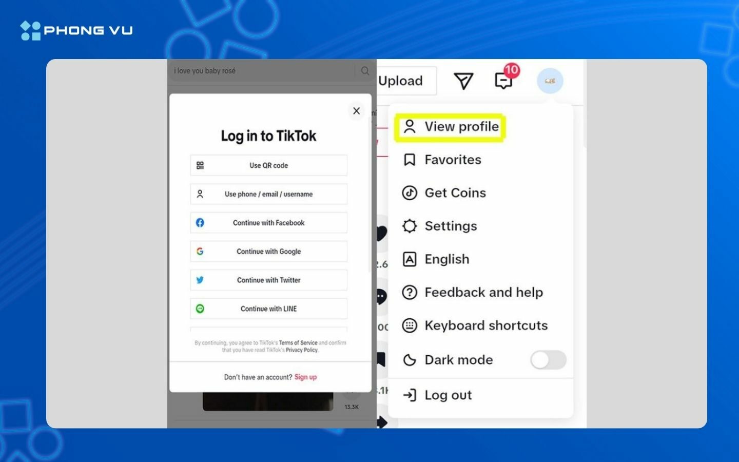 Đăng nhập tài khoản TikTok trên máy tính