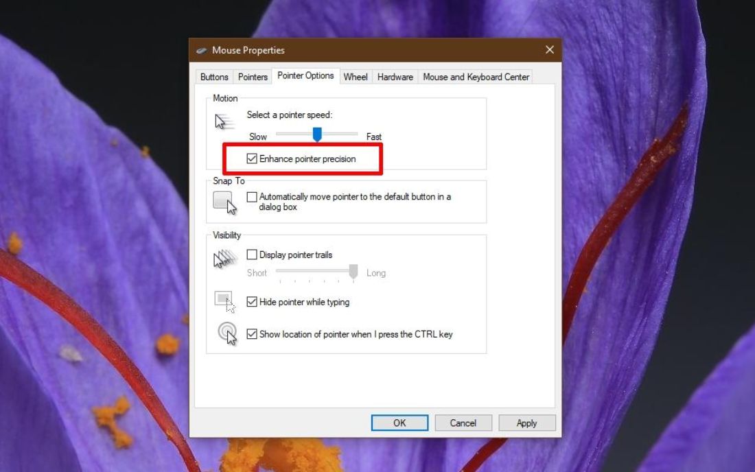  Tắt tính năng cuộn tăng tốc (Enhanced Pointer Precision)