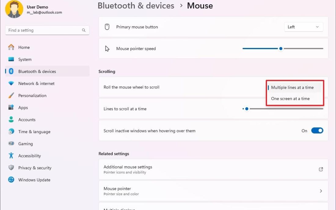Kiểm tra và chỉnh lại cài đặt cuộn trong Windows